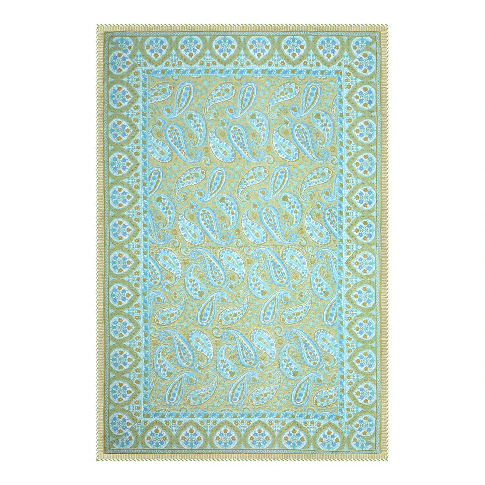 All Season Jaipuri Blanket | 100% Cotton | Block Print | Single Bed  –  Mughal Jaal Yellow (63X90 Inches)
